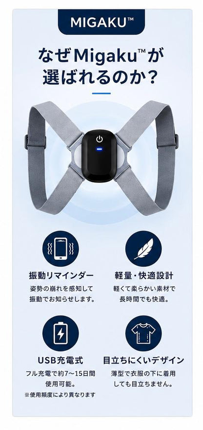 Migaku™ Smart Posture Corrector｜猫背改善サポーター