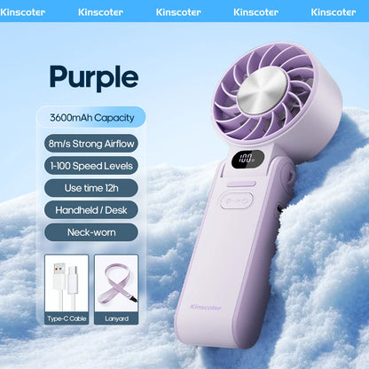 Migaku ポータブル扇風機 | Portable Handheld Fan | 3600mAh | 100-Speed Control