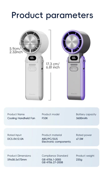 Migaku ポータブル扇風機 | Portable Handheld Fan | 3600mAh | 100-Speed Control