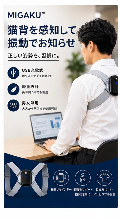 Migaku™ Smart Posture Corrector｜猫背改善サポーター