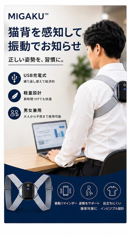 Migaku™ Smart Posture Corrector｜猫背改善サポーター